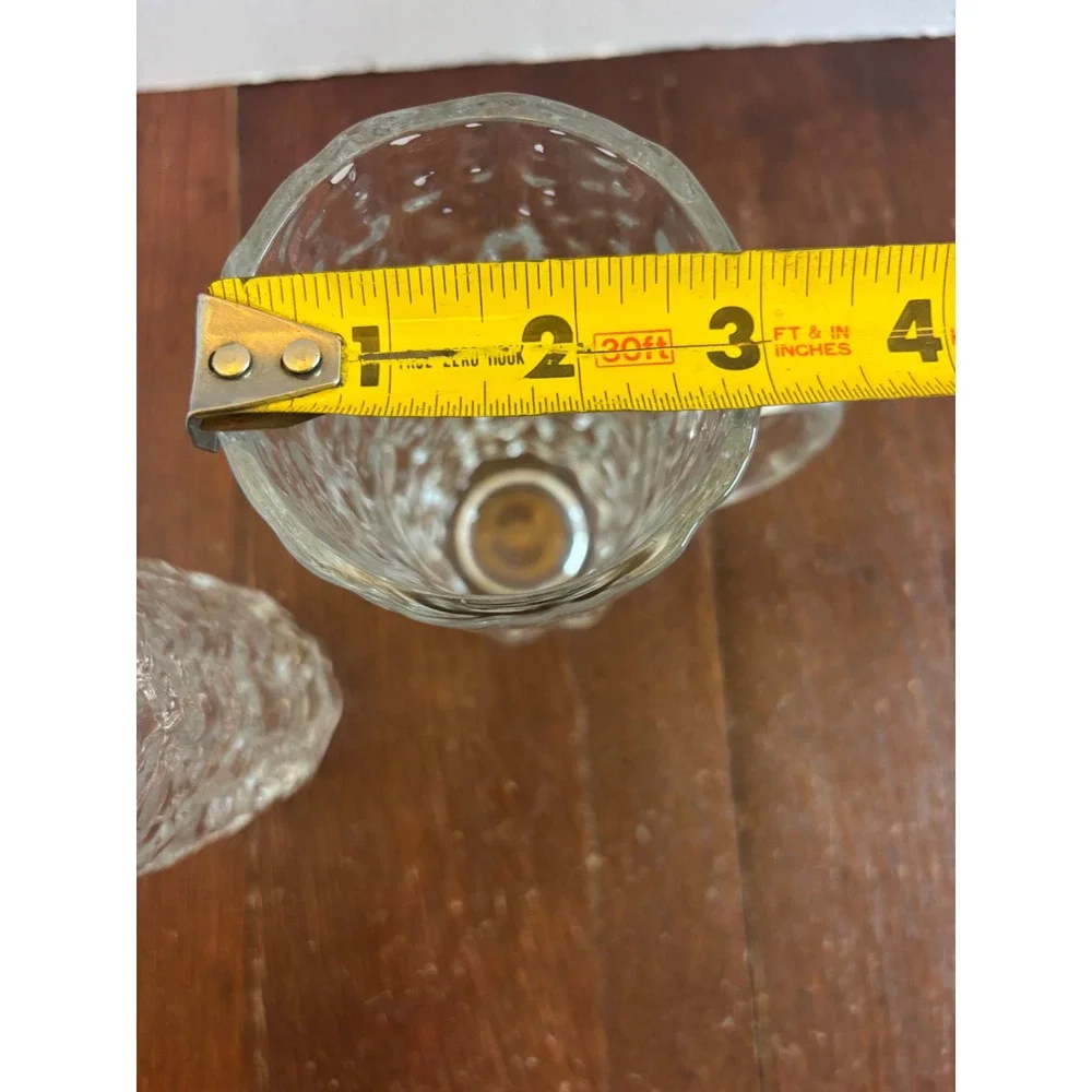 Vintage Bark Textured Glass Beer Mugs Set of 2‎ Clear Heavy Glass Steins 6.75